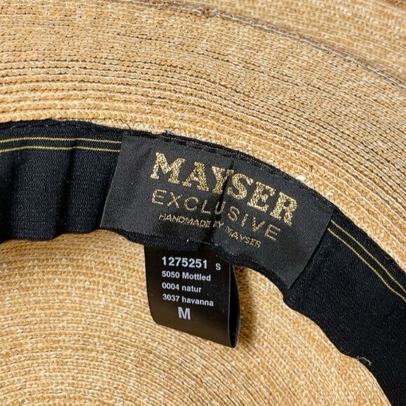 Mayser Germany Womens Medium  Elegant Large Brim Straw Handmade Natural Tan Hat - Picture 6 of 7